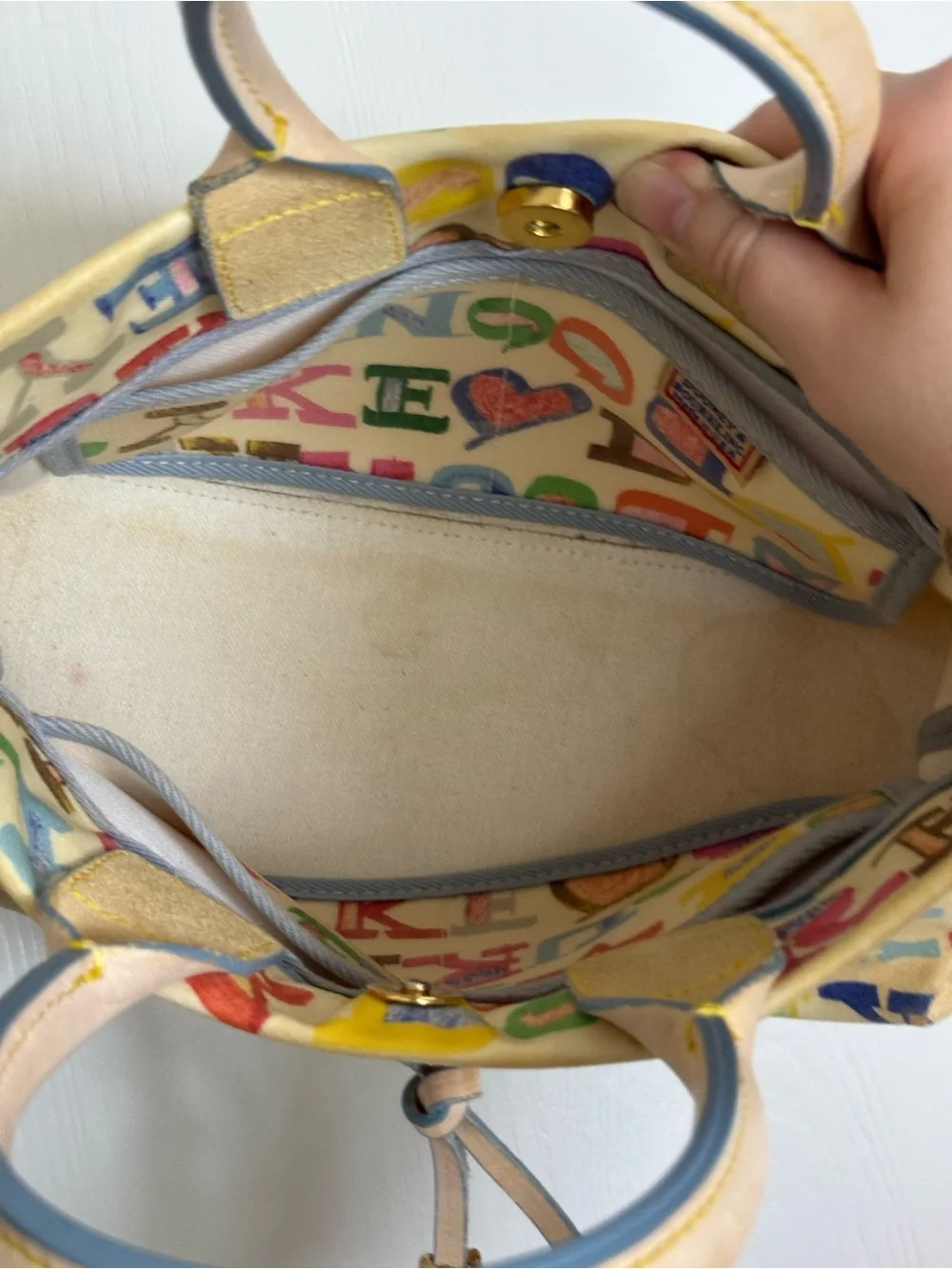 VTG Dooney And Bourke Graffiti Monogram Colorful Purse Coated Canvas Y2K Vintage